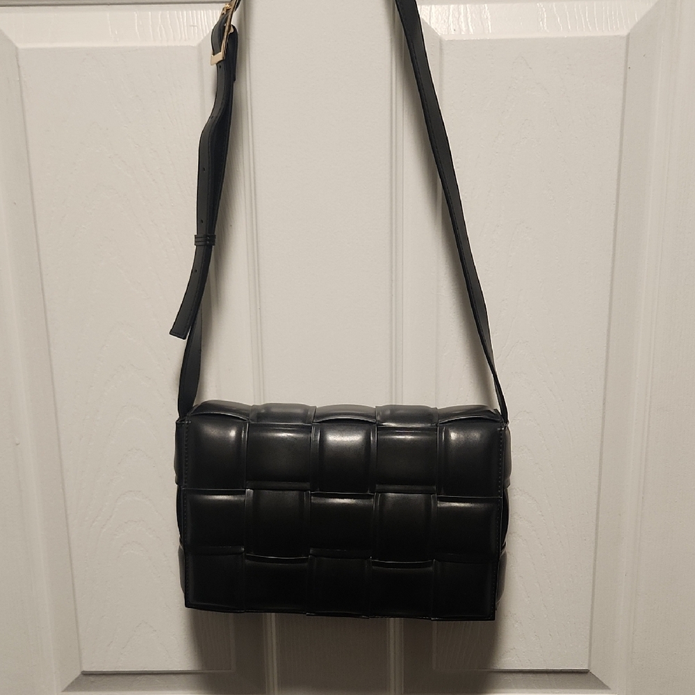 Black Woven Shoulder Bag